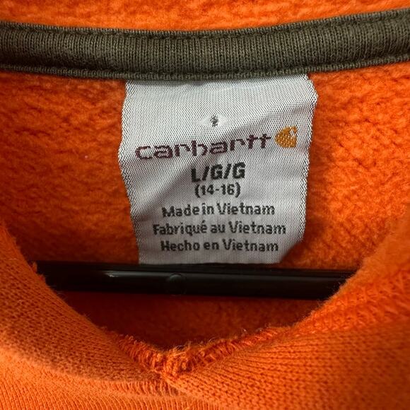 Carhartt Boys' Long-Sleeve Graphic Hoodie Sweatshirt Orange Size Large (14-16) - Picture 3 of 6